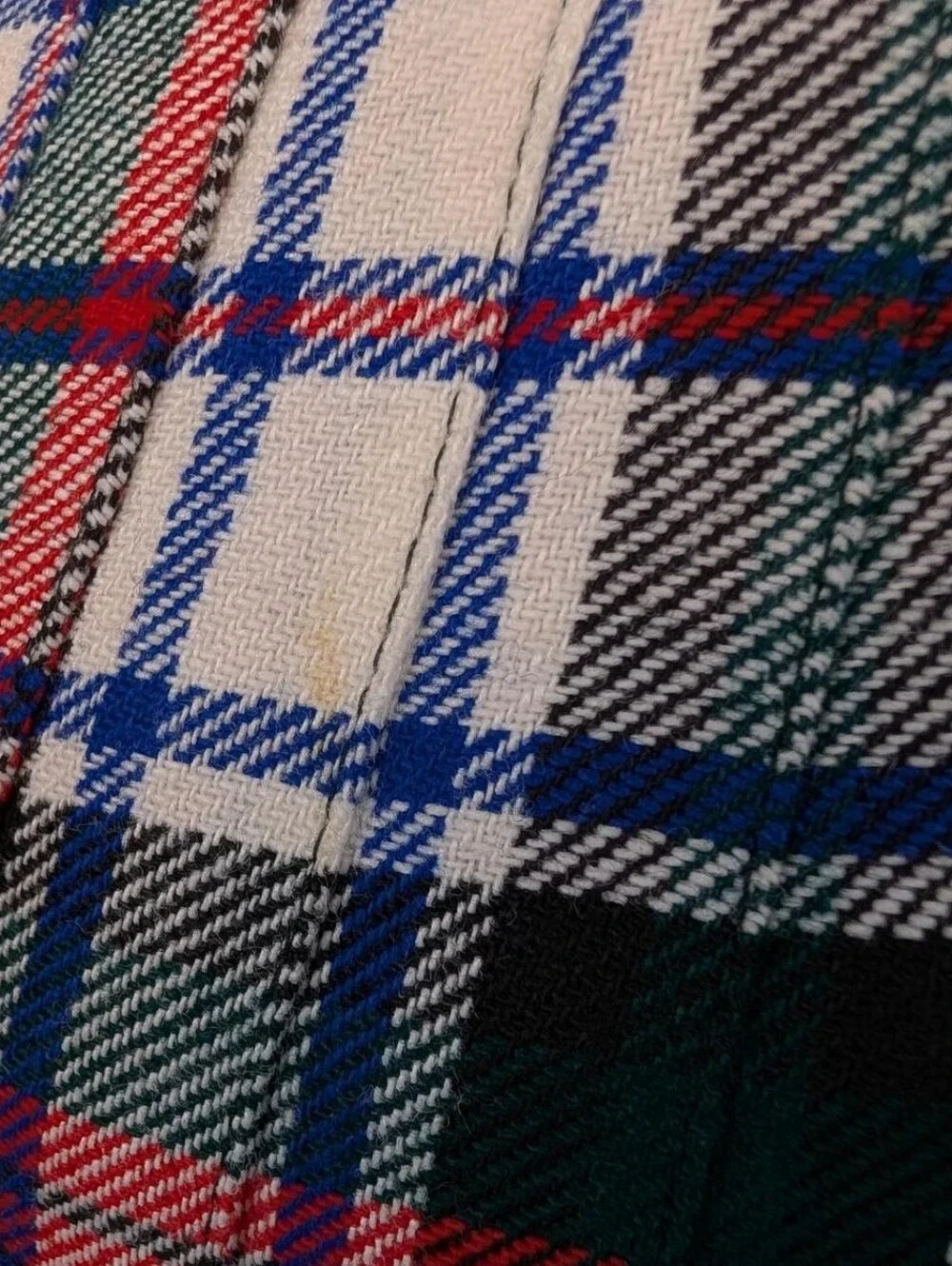 Vintage Clan Laird Made in Scotland White, Green, Blue, & Red Tartan Plaid Kilt